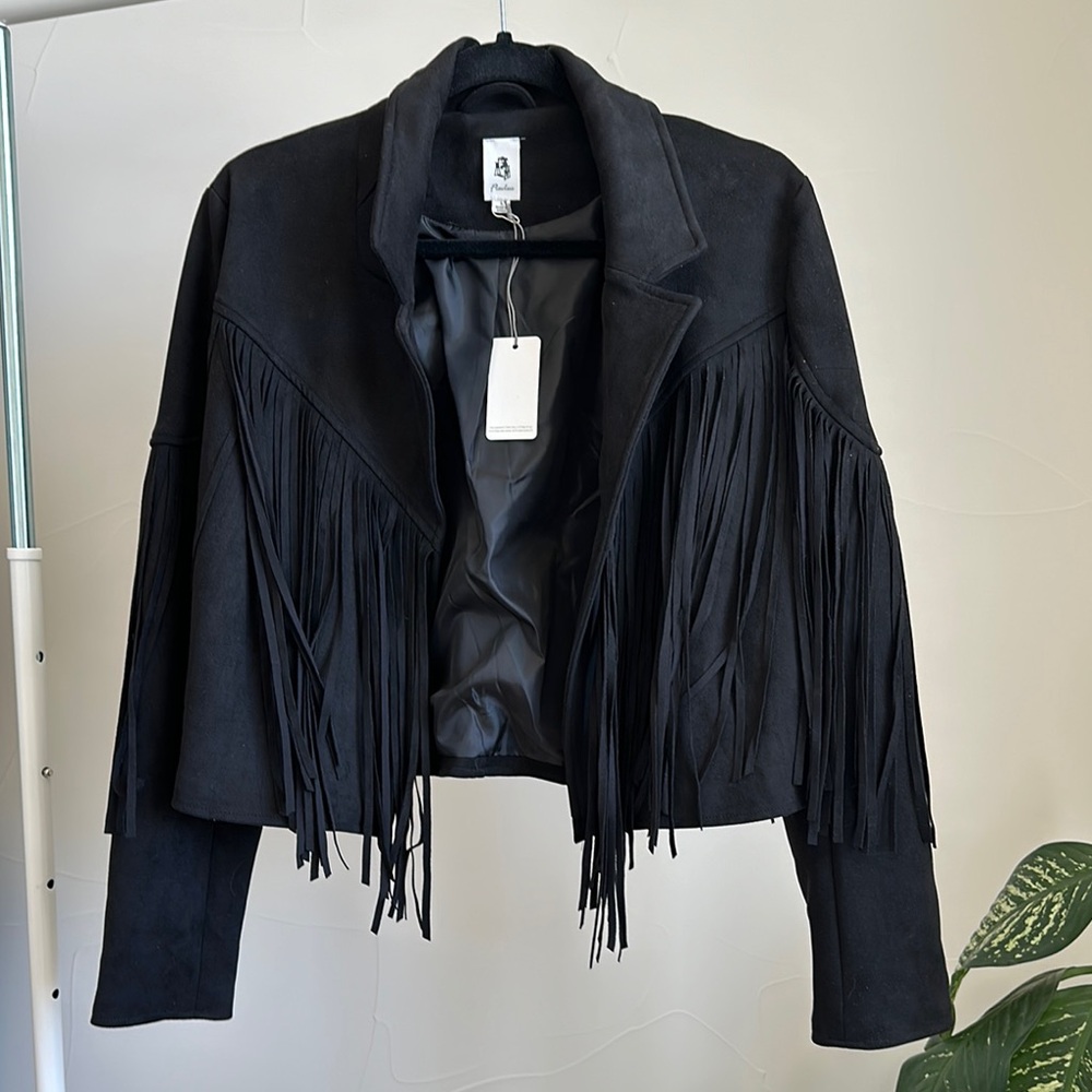 flawless fringe moto jacket NWT